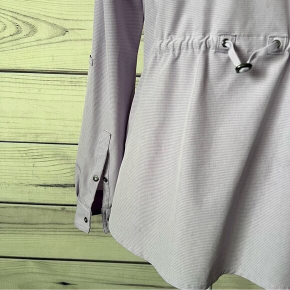 Duluth Trading Co Lilac Purple Sol Survivor Sun Protection Button Down Shirt - Picture 13 of 16